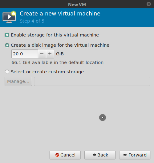 Virt-manager, set HDD size