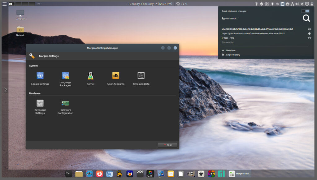 Manjaro Settings & Clipboard
